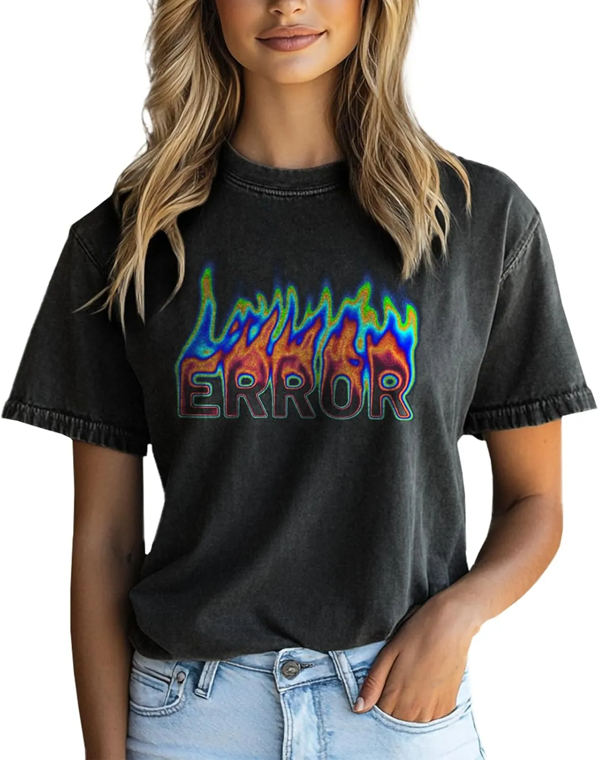 100% Cotton Tshirt for Women Graphic Print Short Sleeve Crewneck Casual Funny 2025 Summer Boho Tunis Tops