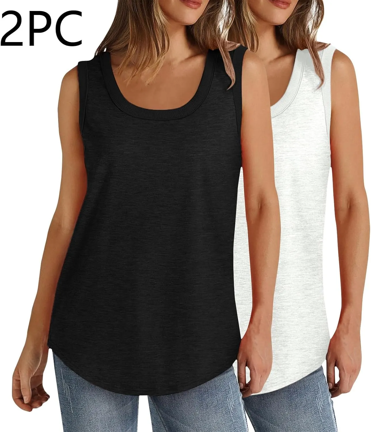 2 Pack Tank Tops for Women Athletic Spring Cami T-Shirts 2025 Racerback Basic Summer 2024 Camisole Fashion Clothes