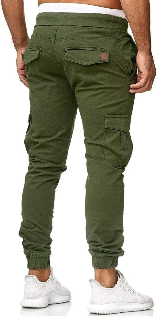 2024 Mens Fashion Joggers Pants Slim Cargo Hiking Pants Drawstring Sports Long Sweatpants Workout Sport Track Trousers