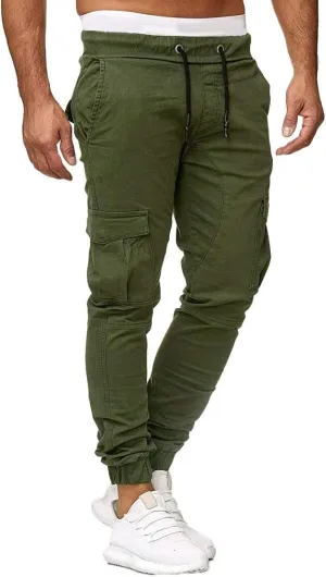 2024 Mens Fashion Joggers Pants Slim Cargo Hiking Pants Drawstring Sports Long Sweatpants Workout Sport Track Trousers