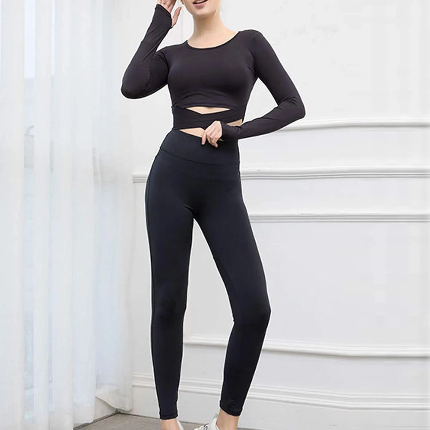 5pcs Yoga Outfits for Women Workout Running Clothing Suit Set Tracksuit Sportswear Shorts Leggings Crop Tops Hoodies