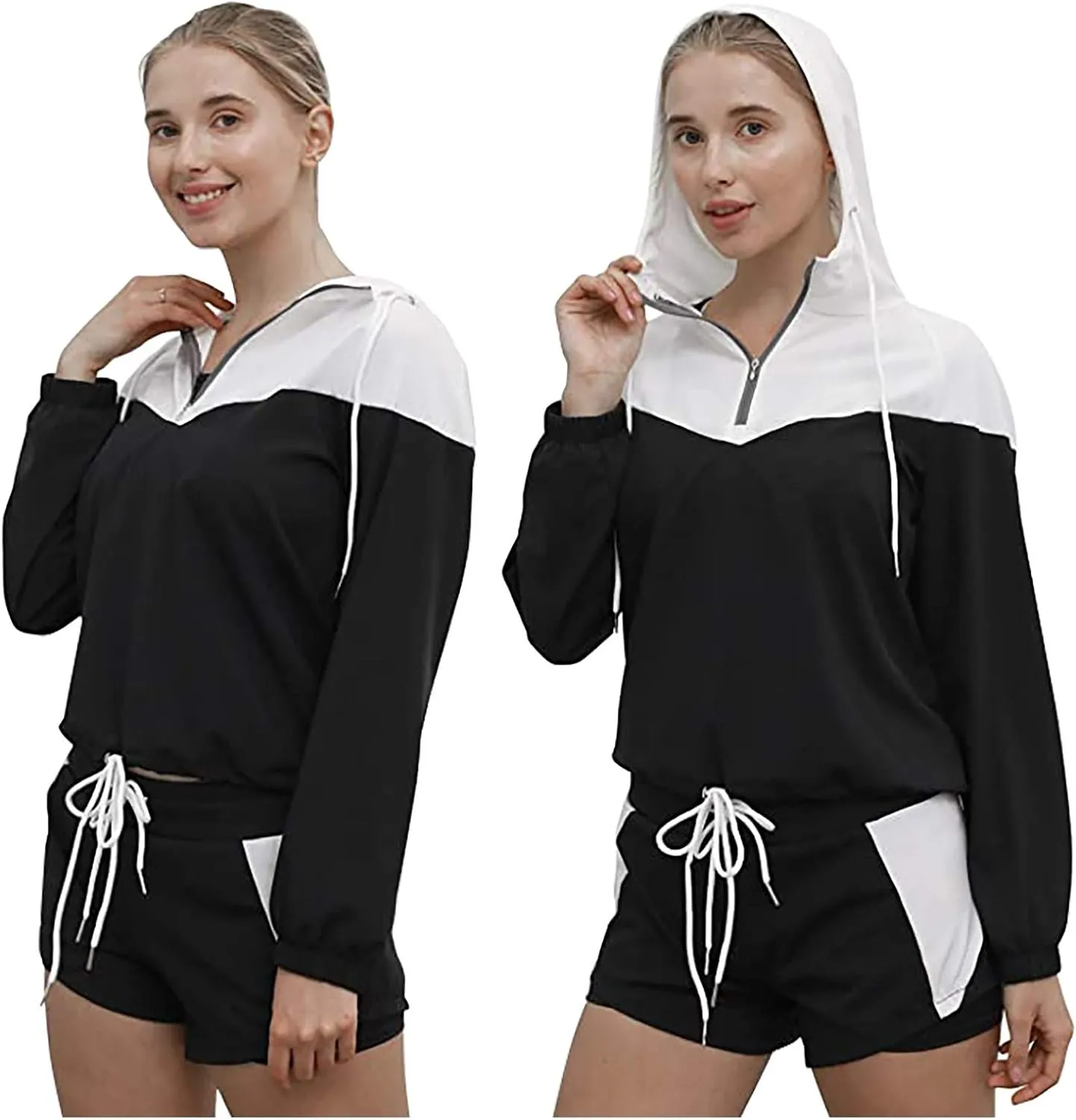 5pcs Yoga Outfits for Women Workout Running Clothing Suit Set Tracksuit Sportswear Shorts Leggings Crop Tops Hoodies