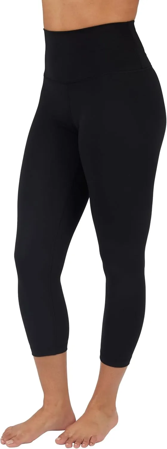 90 Degree By Reflex Womens 2 Pack Interlock Tribeca Elastic Free High Waist Side Pocket Capri and Everyday Capri