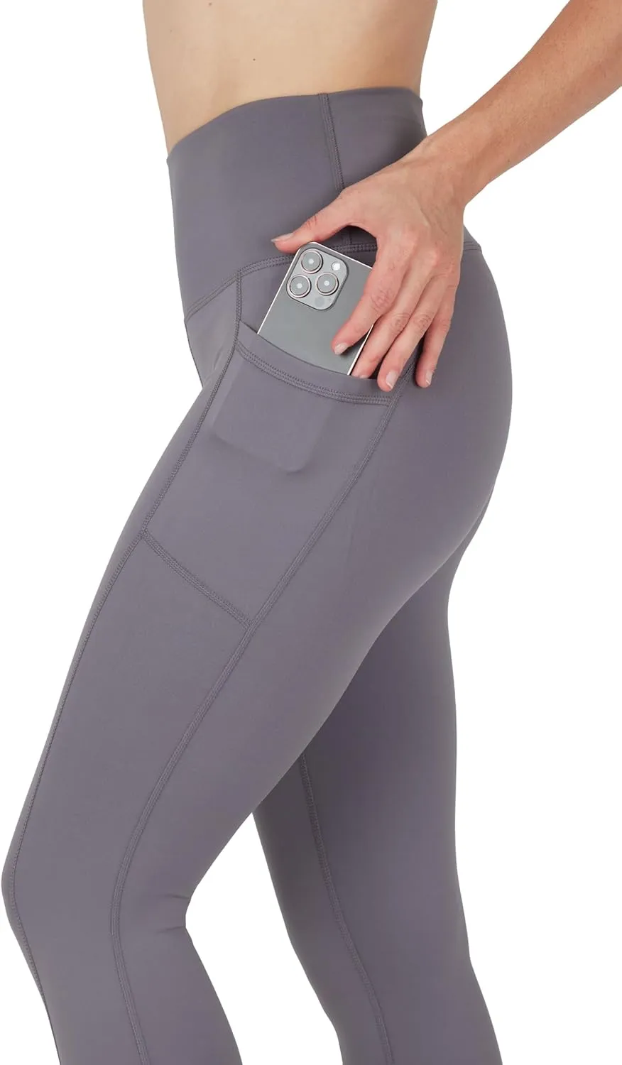 90 Degree By Reflex Womens 2 Pack Interlock Tribeca Elastic Free High Waist Side Pocket Capri and Everyday Capri