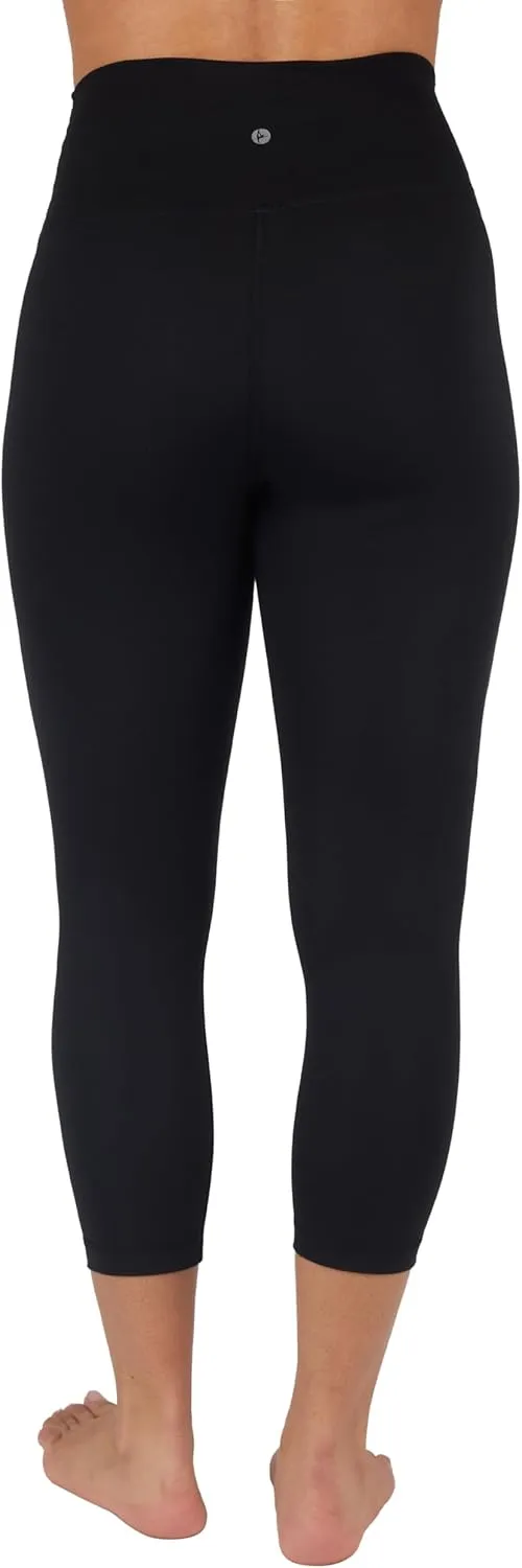 90 Degree By Reflex Womens 2 Pack Interlock Tribeca Elastic Free High Waist Side Pocket Capri and Everyday Capri