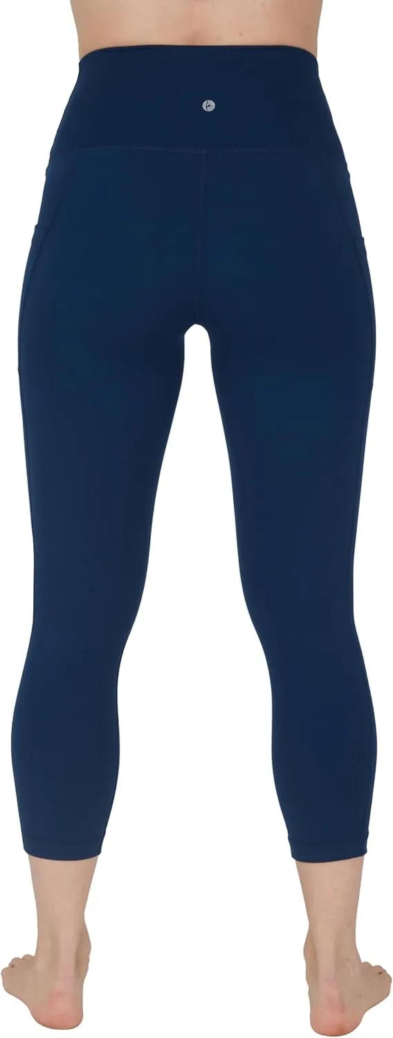 90 Degree By Reflex Womens 2 Pack Interlock Tribeca Elastic Free High Waist Side Pocket Capri and Everyday Capri