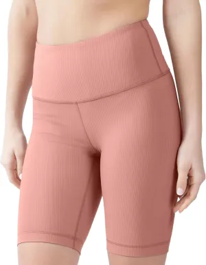 90 Degree By Reflex Womens High Waisted Biker Shorts Ribbed Workout Yoga Running Tummy Control Spandex Short