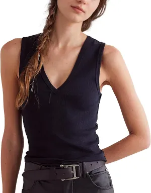 Ainangua Workout Tank Tops for Women Casual Sleeveless V Neck Ribbed Basic Shirts Summer Going Out Activewear Trendy Outfits