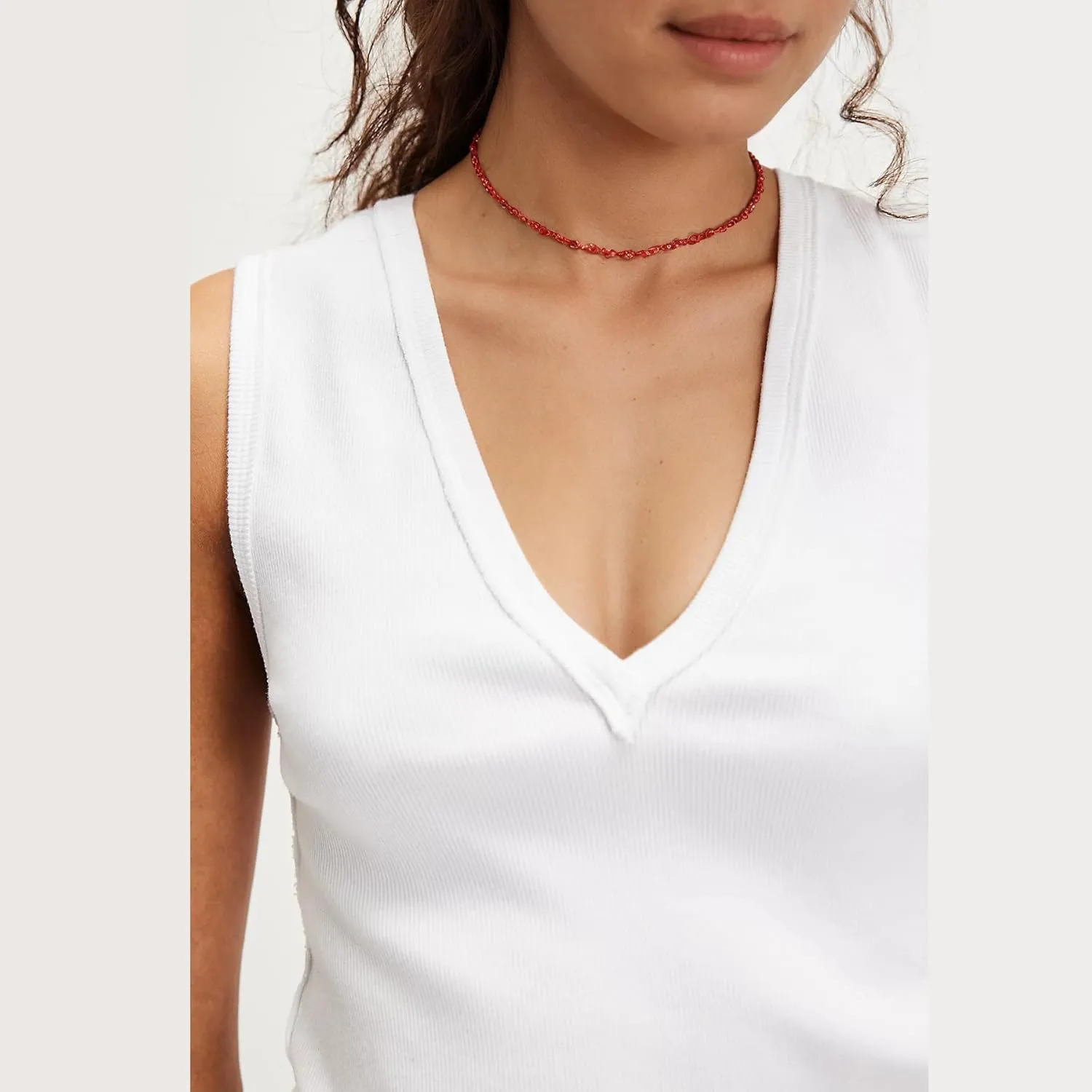 Ainangua Workout Tank Tops for Women Casual Sleeveless V Neck Ribbed Basic Shirts Summer Going Out Activewear Trendy Outfits