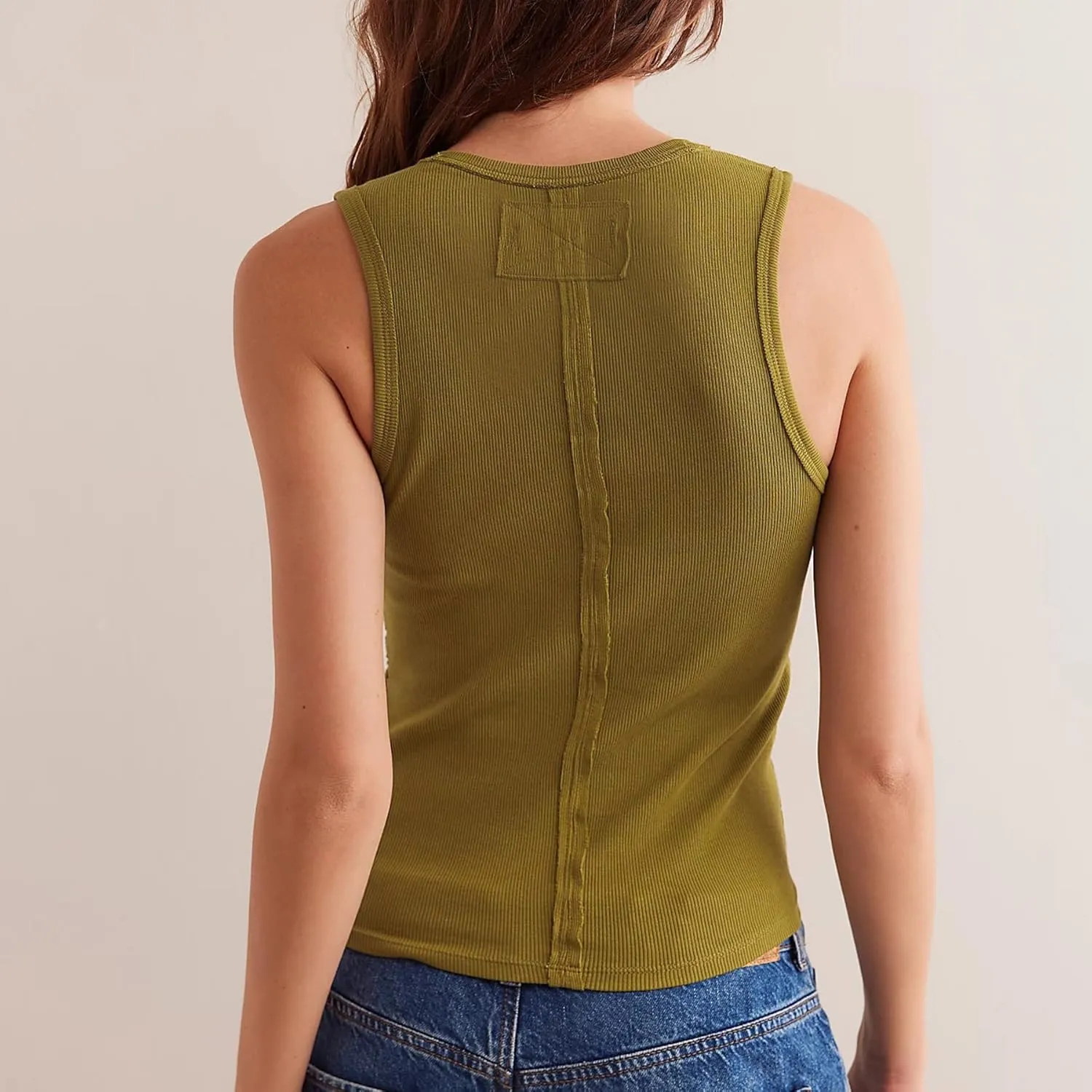 Ainangua Workout Tank Tops for Women Casual Sleeveless V Neck Ribbed Basic Shirts Summer Going Out Activewear Trendy Outfits