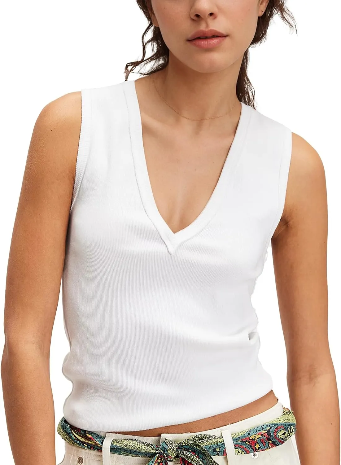 Ainangua Workout Tank Tops for Women Casual Sleeveless V Neck Ribbed Basic Shirts Summer Going Out Activewear Trendy Outfits