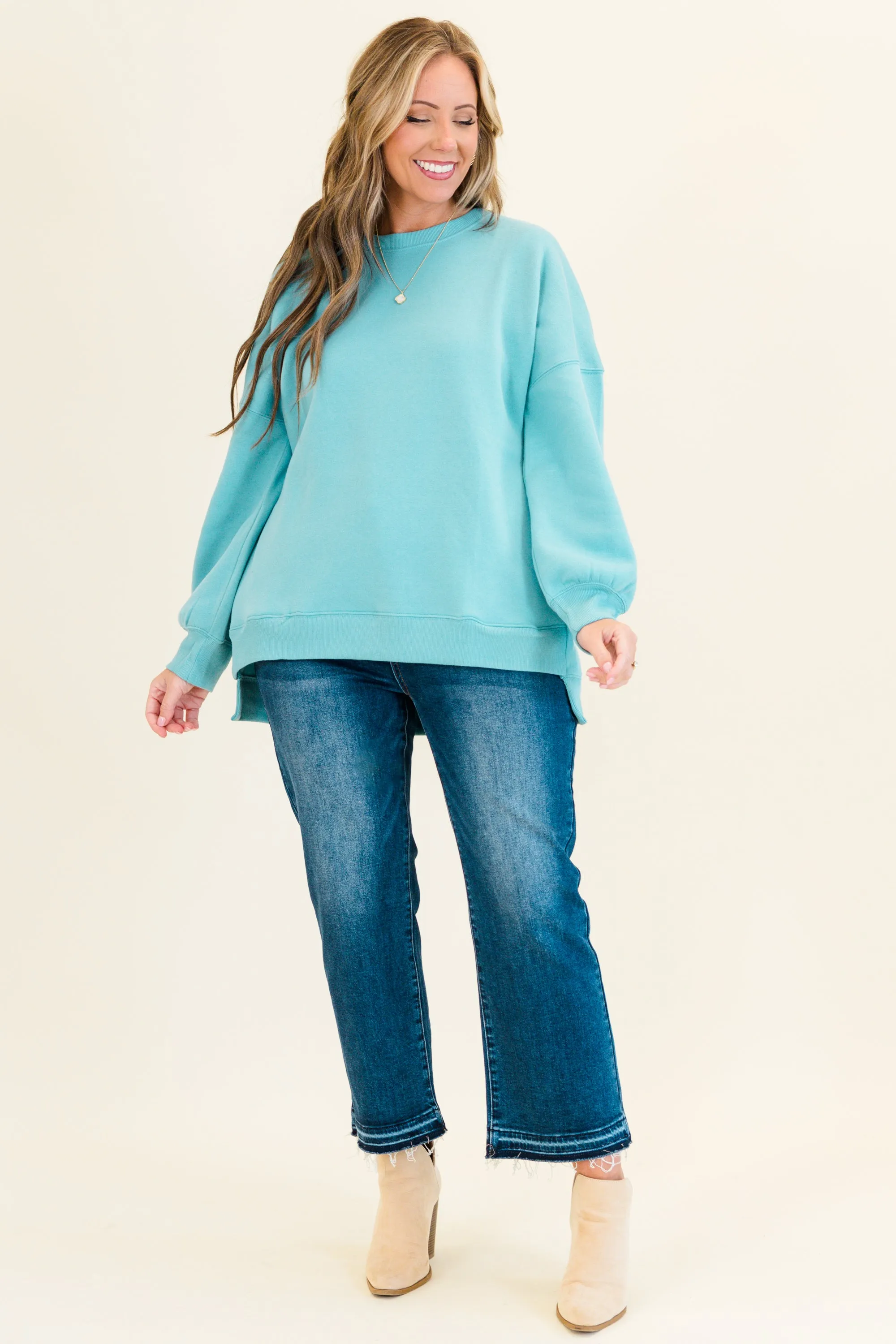 All I Hear About Pullover, Dusty Teal