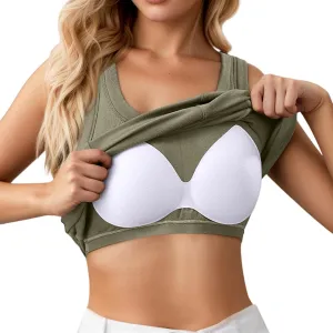 AMDBEL Built In Bra Tank Tops for Women,Womens Tank Tops Built-in Bra Ribbed Cami Tanks Lightweight Undershirt Tank Tops