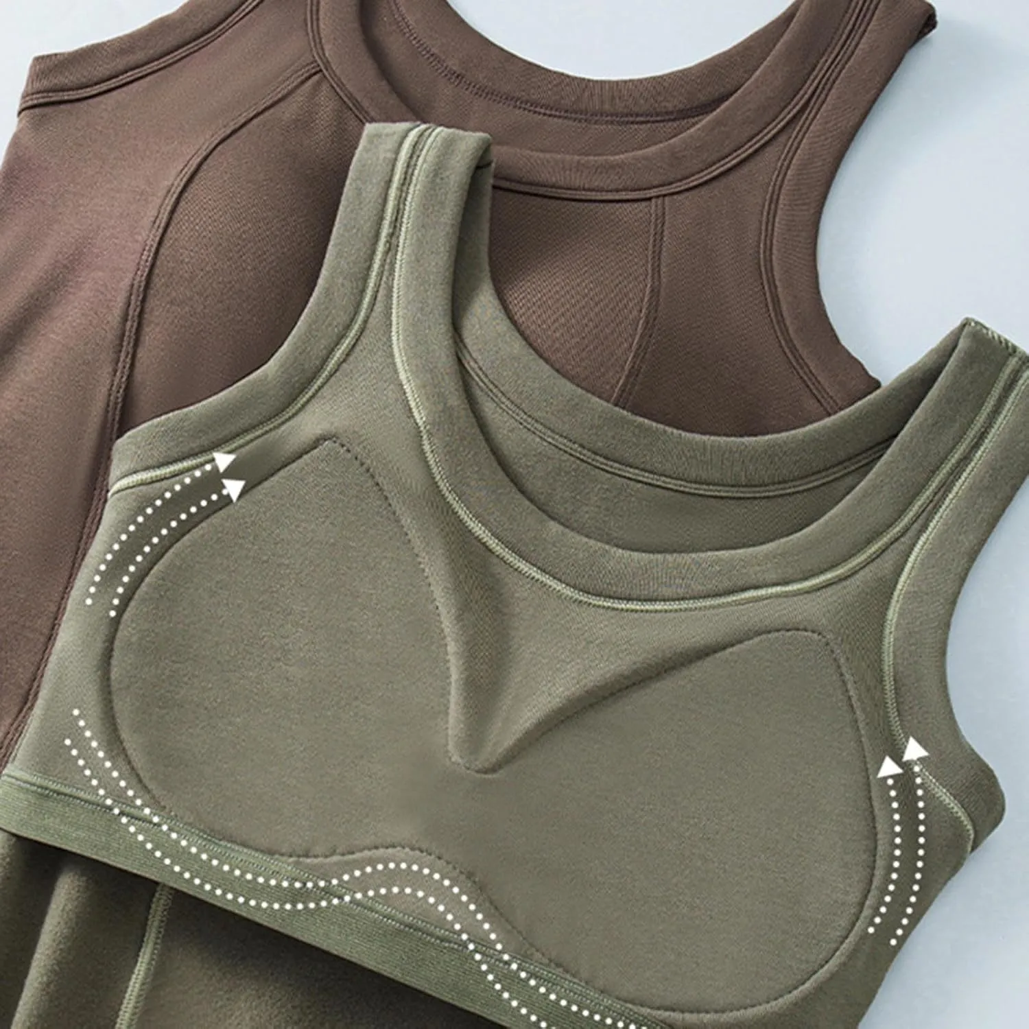 AMDBEL Built In Bra Tank Tops for Women,Womens Tank Tops Built-in Bra Ribbed Cami Tanks Lightweight Undershirt Tank Tops