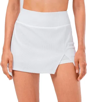 Amxiway Women's Mini Tennis Skirt with Shorts Golf Skort High Waisted Slit Bodycon Athletic Workout Skorts