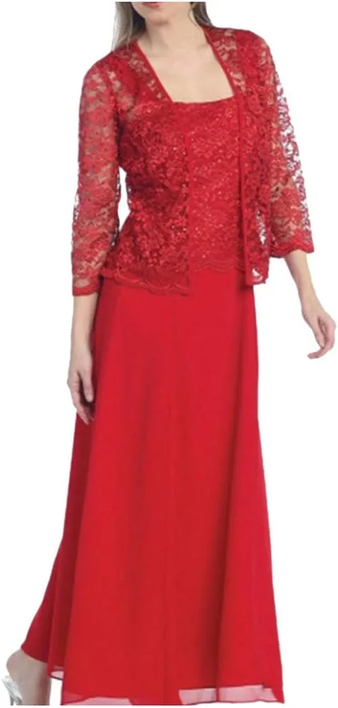 Aniywn Women Plus Size Two Piece Long Sleeve Party Dress Lace Solid Color Elegant Long Maxi Dress Mini Dress