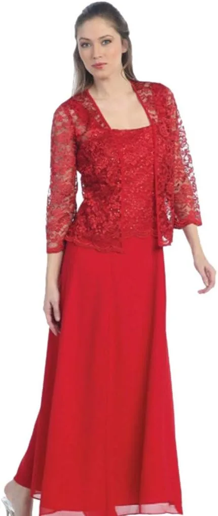 Aniywn Women Plus Size Two Piece Long Sleeve Party Dress Lace Solid Color Elegant Long Maxi Dress Mini Dress