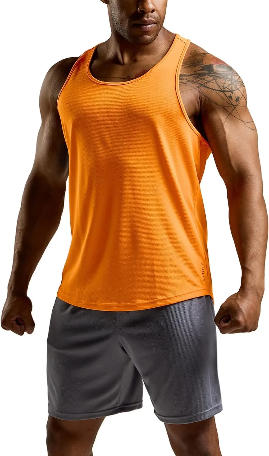 ATHLIO Men's Dry Fit Muscle Workout Tank Tops, Y-Back Bodybuilding Gym Shirts, Athletic Fitness Tank Top