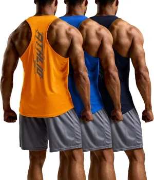 ATHLIO Men's Dry Fit Muscle Workout Tank Tops, Y-Back Bodybuilding Gym Shirts, Athletic Fitness Tank Top