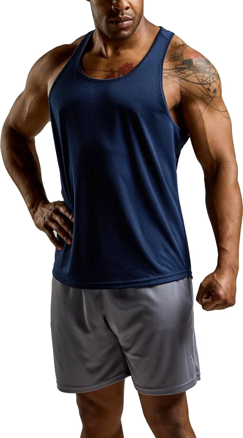 ATHLIO Men's Dry Fit Muscle Workout Tank Tops, Y-Back Bodybuilding Gym Shirts, Athletic Fitness Tank Top