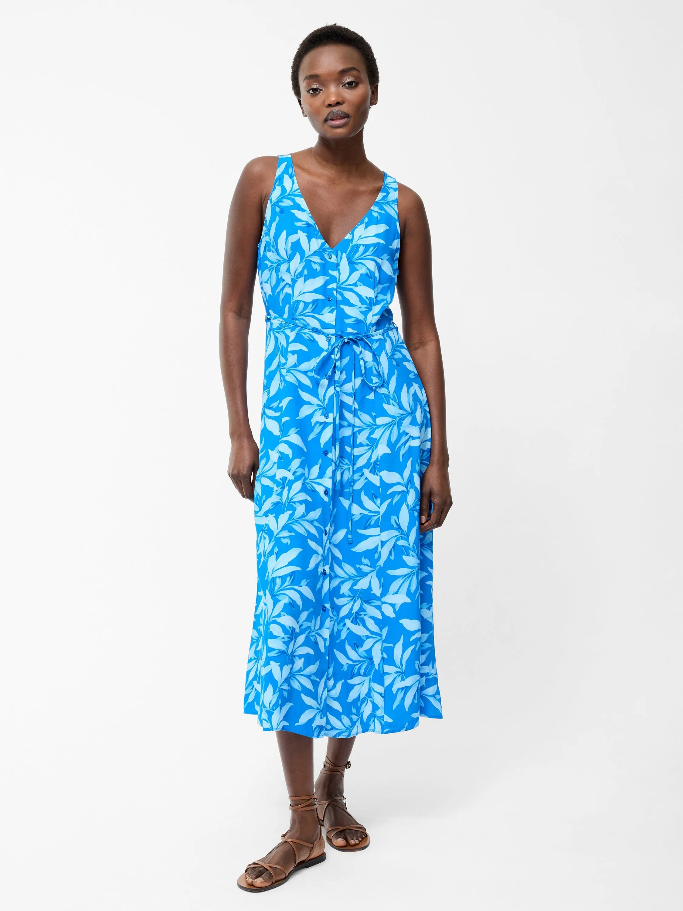 Avalina V Neck Sleeveless Midi Dress