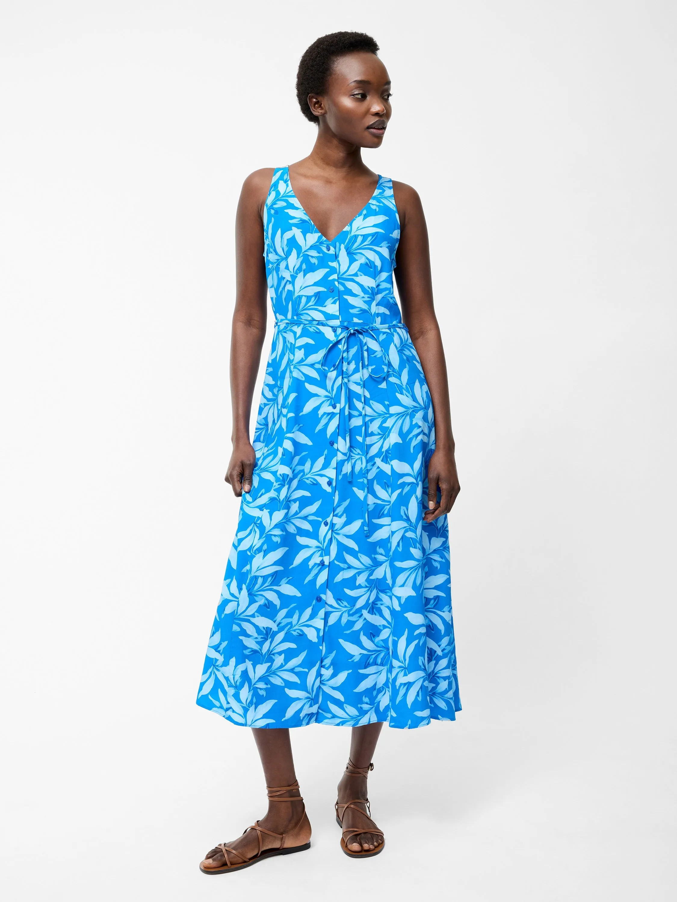 Avalina V Neck Sleeveless Midi Dress