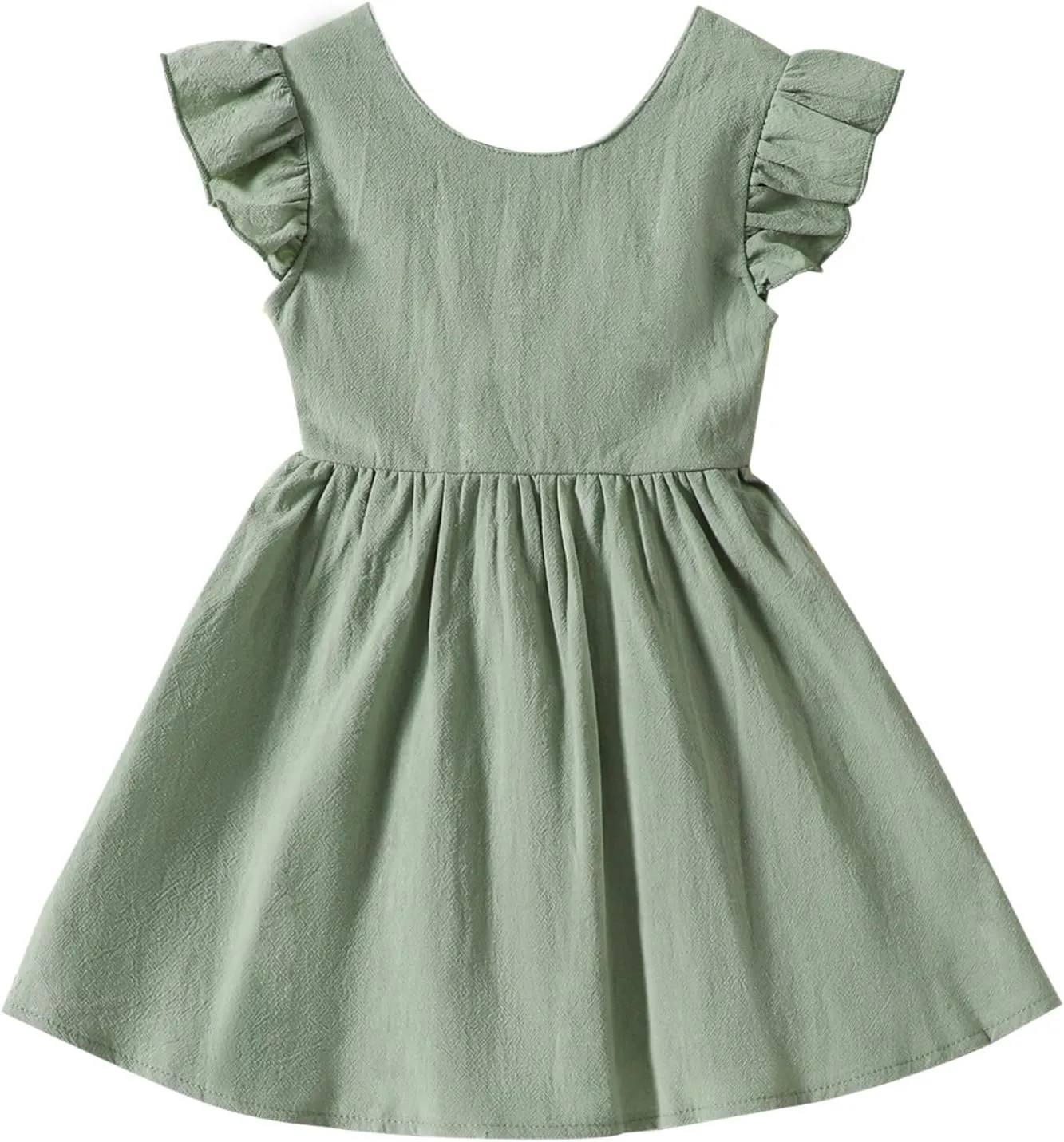 Baby Girl Toddler Dress Girls Summer Dresses Cotton Sleeveless Halter Tie Back Kid Ruffle Sundress Casual Party Beach