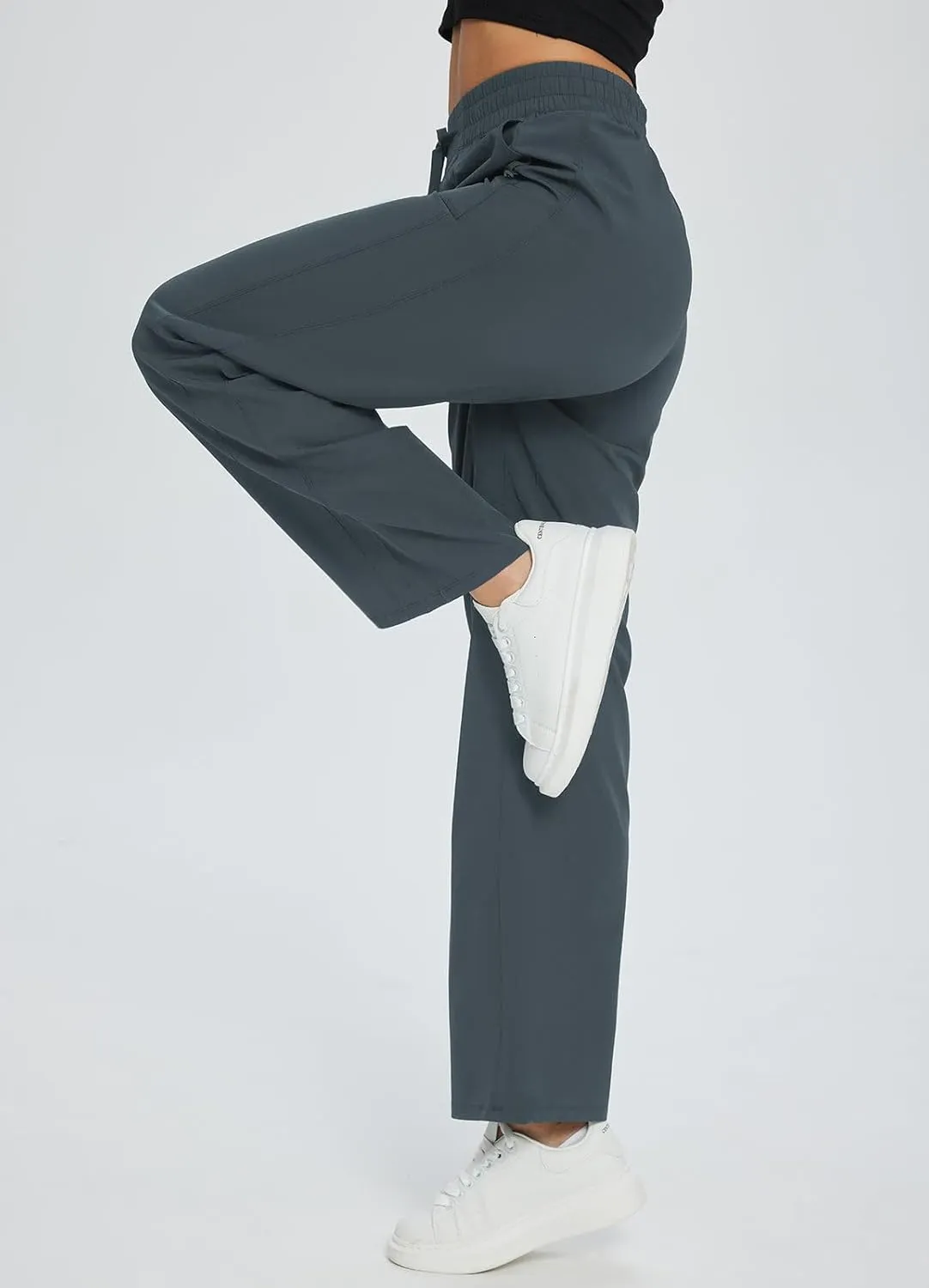 baleaf Women's 21" 30" Wide Leg Pants Capris Athletic Casual with Pockets Drawstring Quick Dry Walking Workout UPF50 