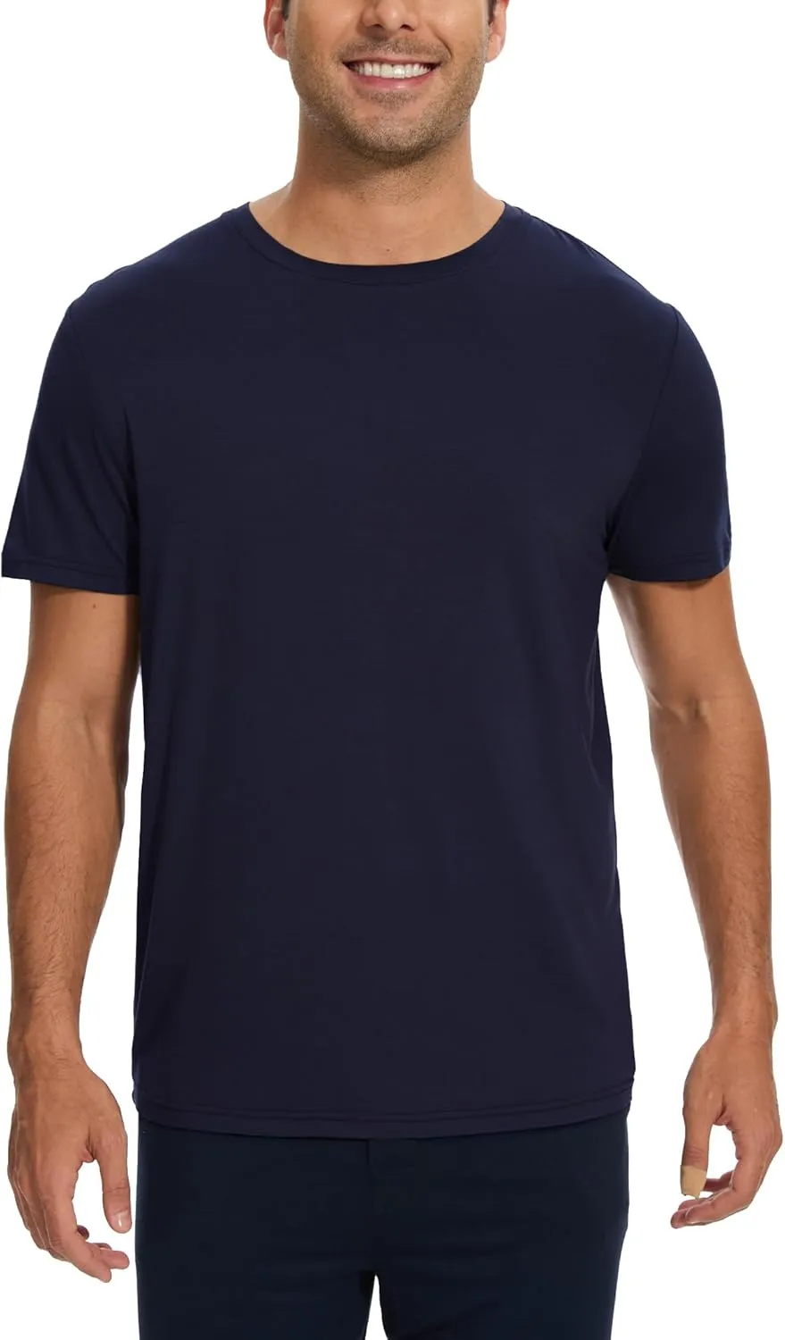 Bamboo-derived Viscose Men's Pajama Tops Summer Short Sleeve Basic Sleep Shirt