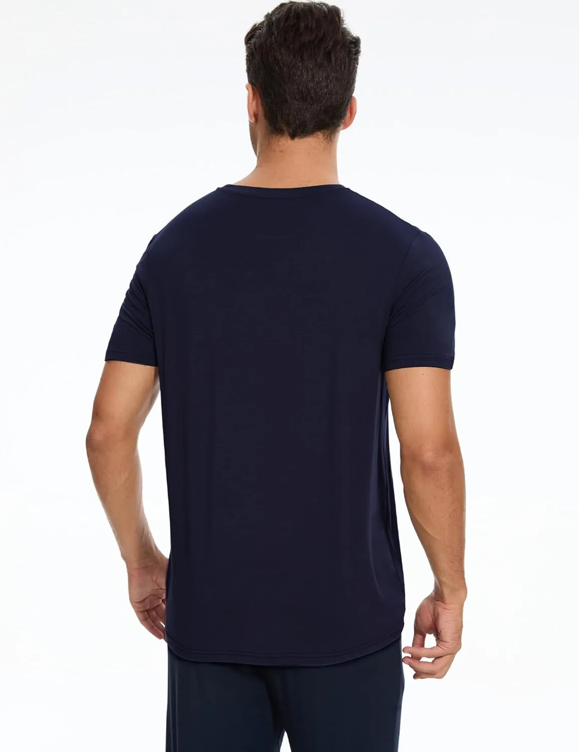 Bamboo-derived Viscose Men's Pajama Tops Summer Short Sleeve Basic Sleep Shirt