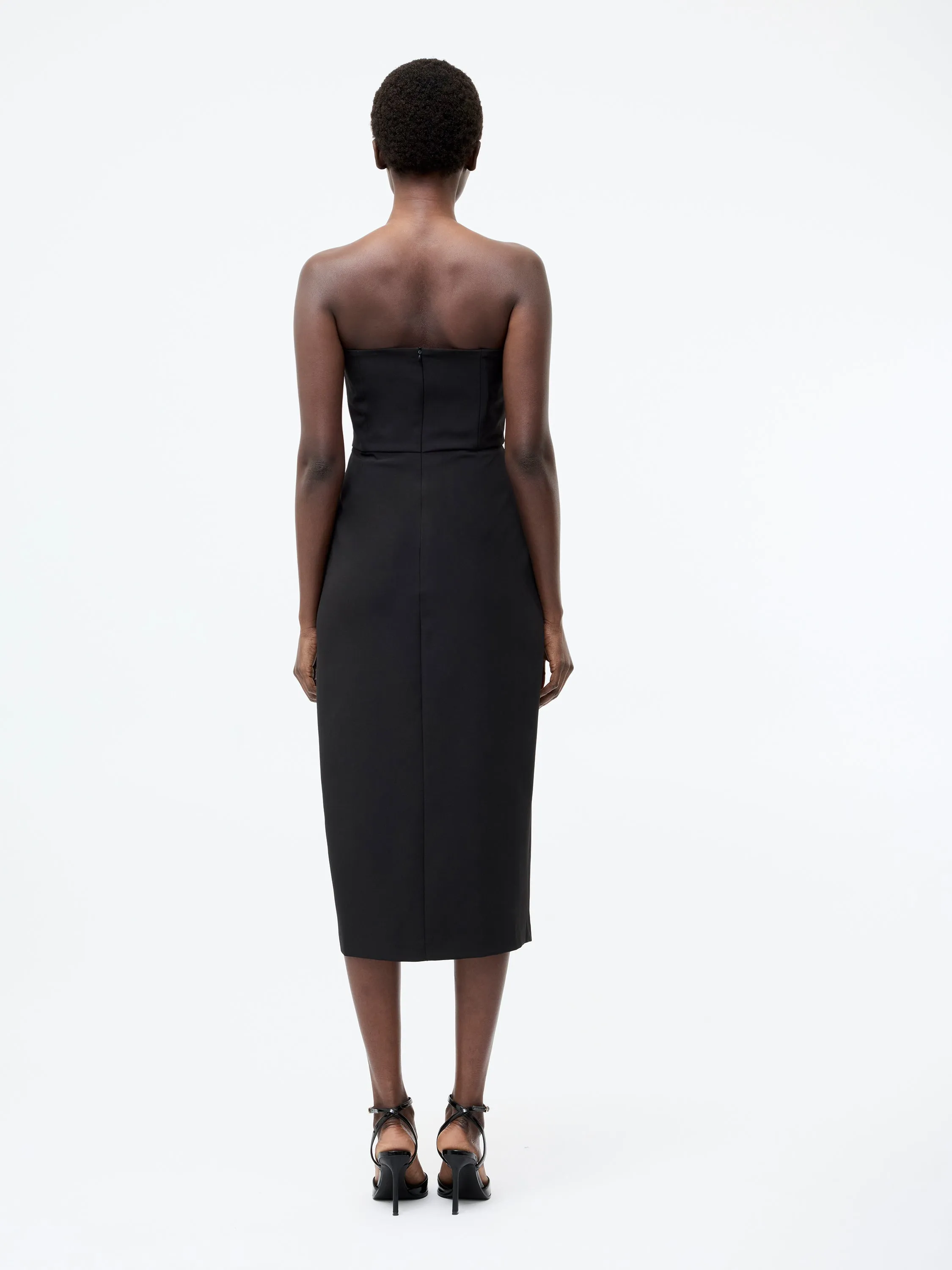 Bandeau Organza Mix Frill Midi Dress