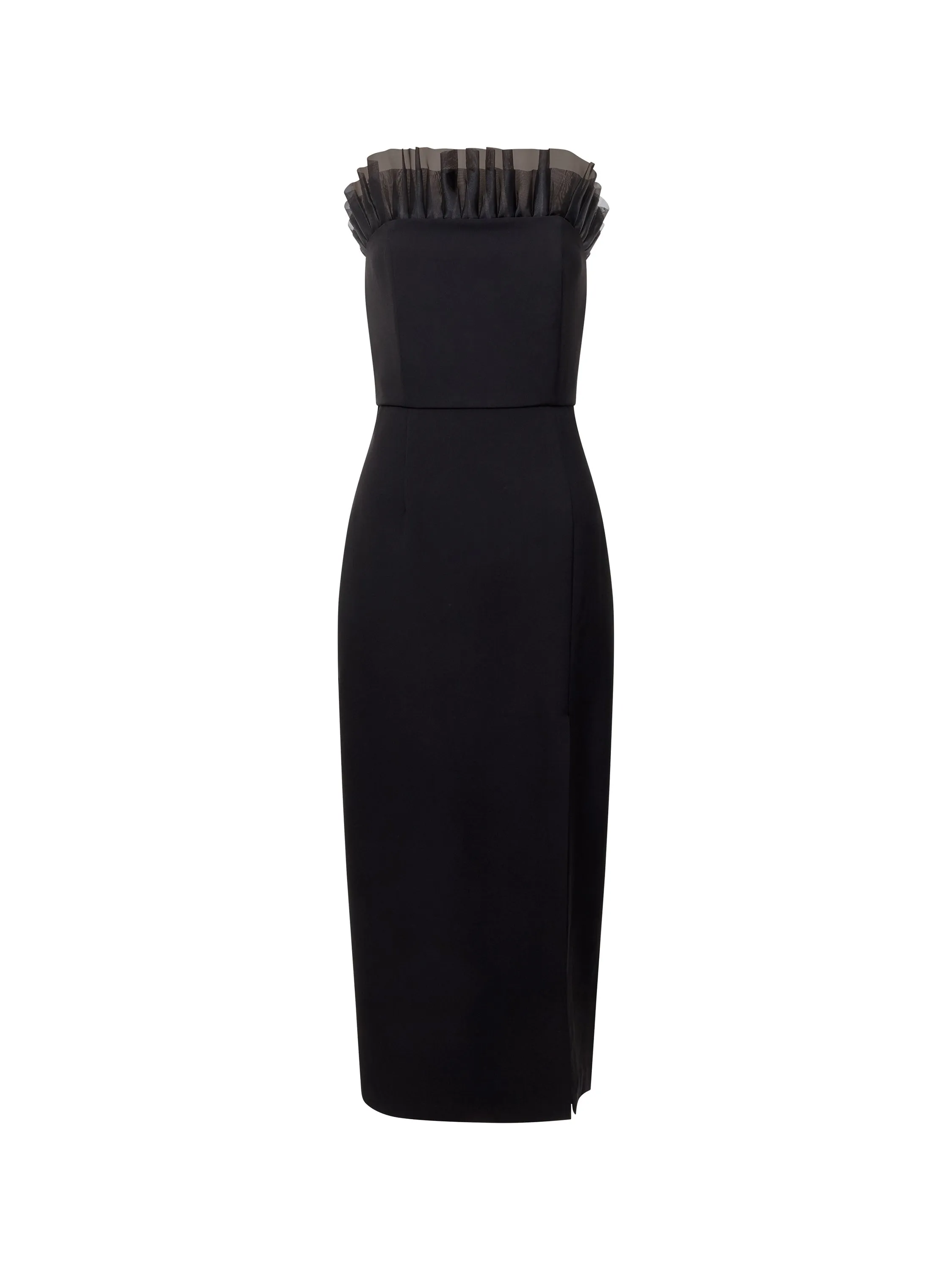 Bandeau Organza Mix Frill Midi Dress