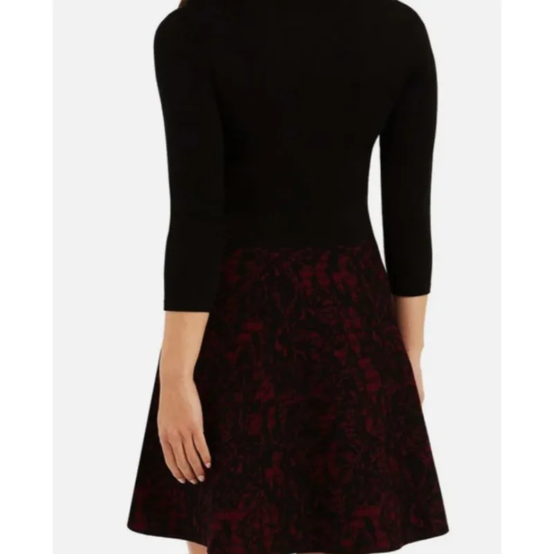 BCX Juniors Black & Red A-Line Elevated Sweater Dress, Size Medium