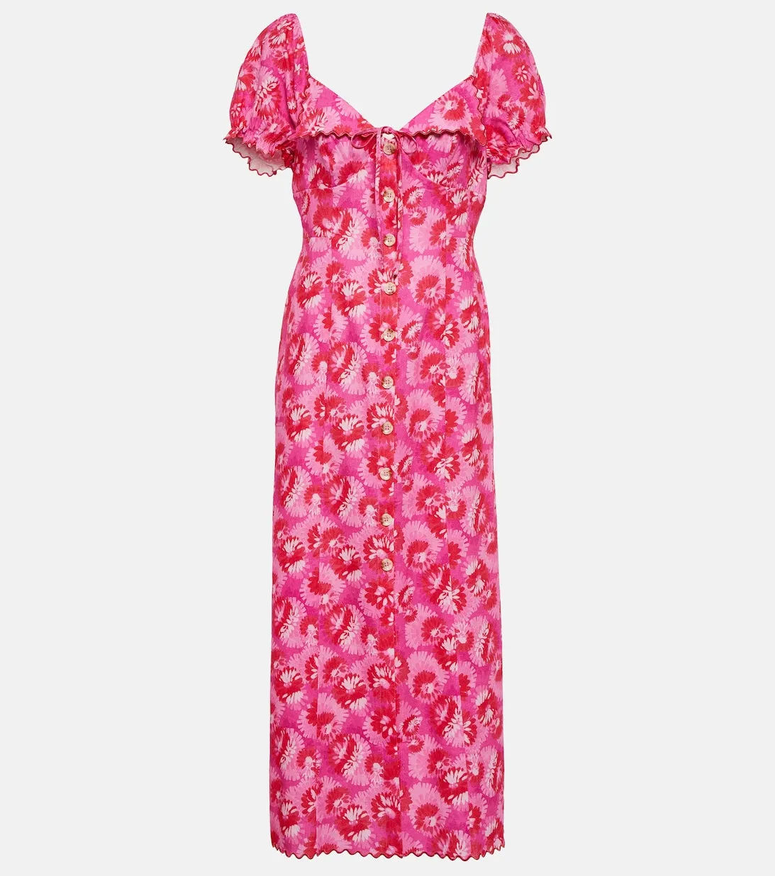 Briella RIXO Linen Blend Print Midi Dress, Multicolor