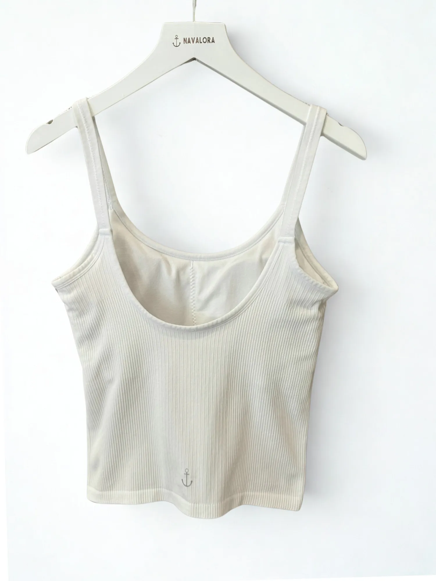 Bright White "Blake" Ribbed Tank with Built in Support and Removable Pads