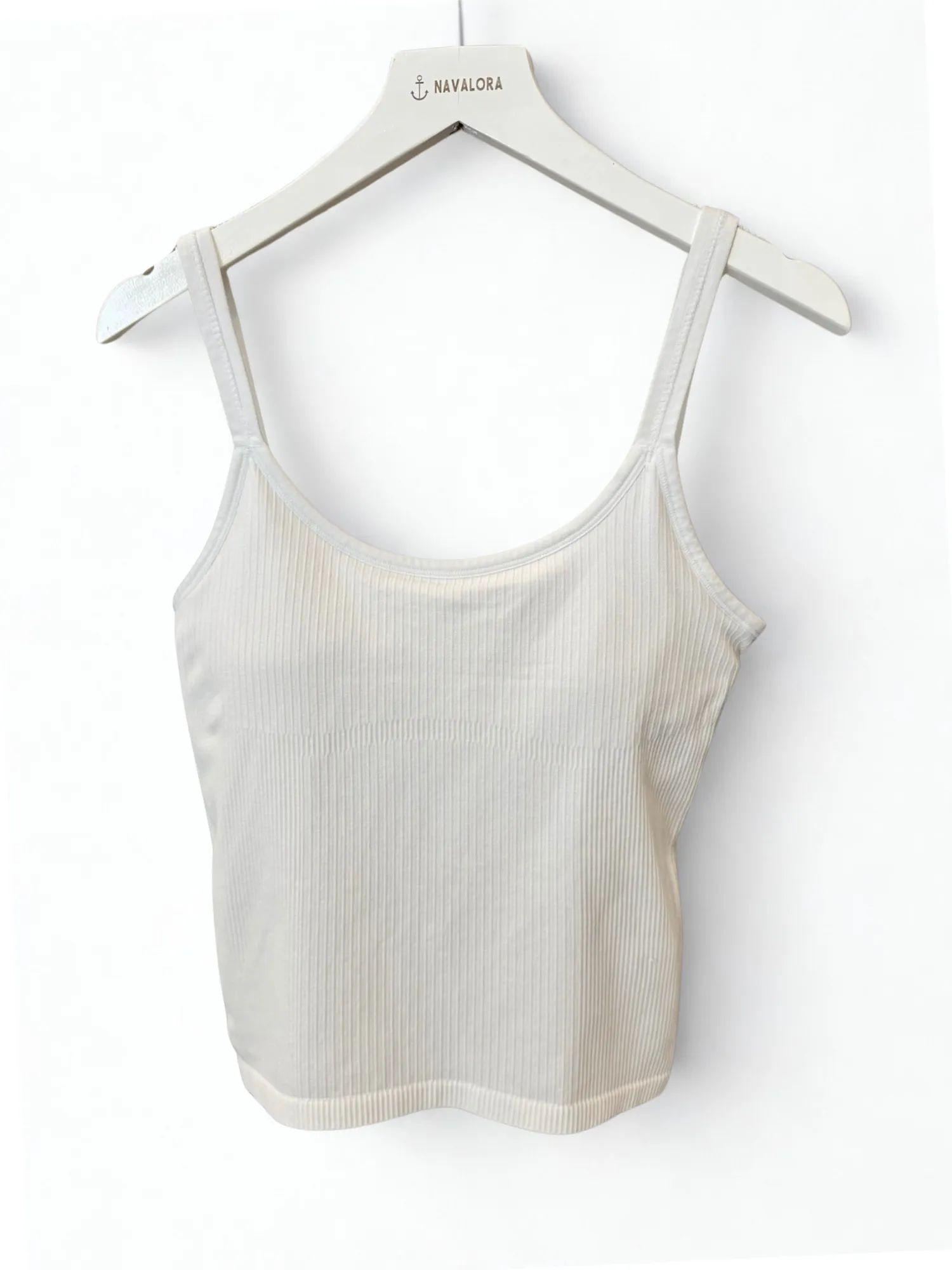 Bright White "Blake" Ribbed Tank with Built in Support and Removable Pads