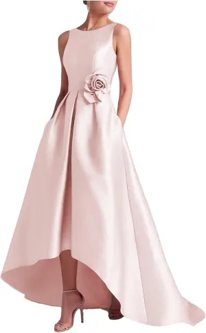 cantcauli Satin Hi-Low Mother of The Bride Dress for Wedding A Line Ball Gown Wedding Guest Dress with Pockets CT036