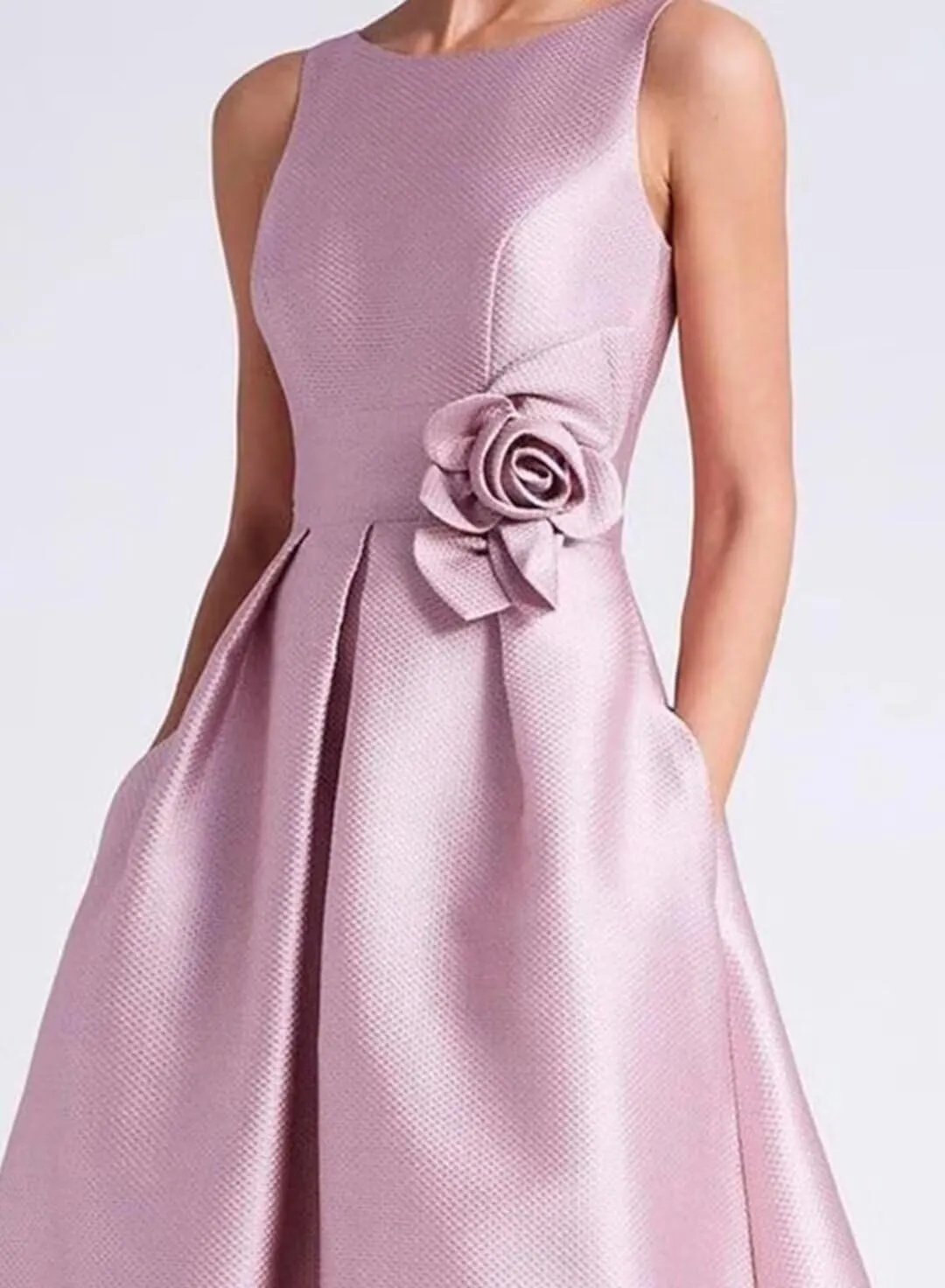 cantcauli Satin Hi-Low Mother of The Bride Dress for Wedding A Line Ball Gown Wedding Guest Dress with Pockets CT036