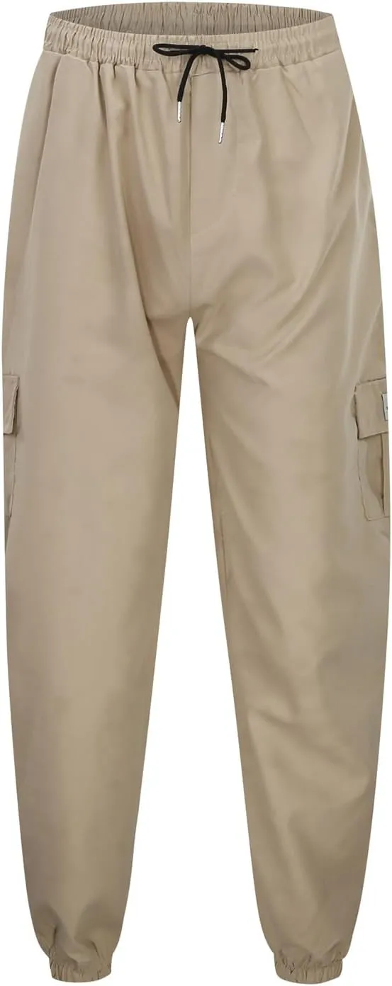 Cargo Sweatpants for Men Relaxed Fit Stretch Waist Athletic Joggers Casual Plus Size Solid Drawstring Athletic Chino Pants