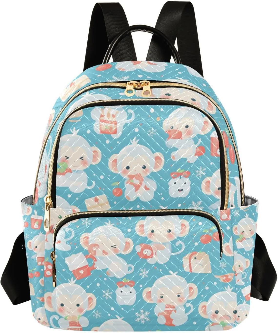 Cartoon Monkey Milk White Chritmas Blue 14 Inch waterproof shoulder laptop bag for women backpack diaper bag for travel&work