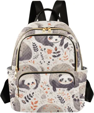 Cartoon Sloth Black Grey 14 Inch waterproof shoulder small backpack purse mini backpack for school&nurse