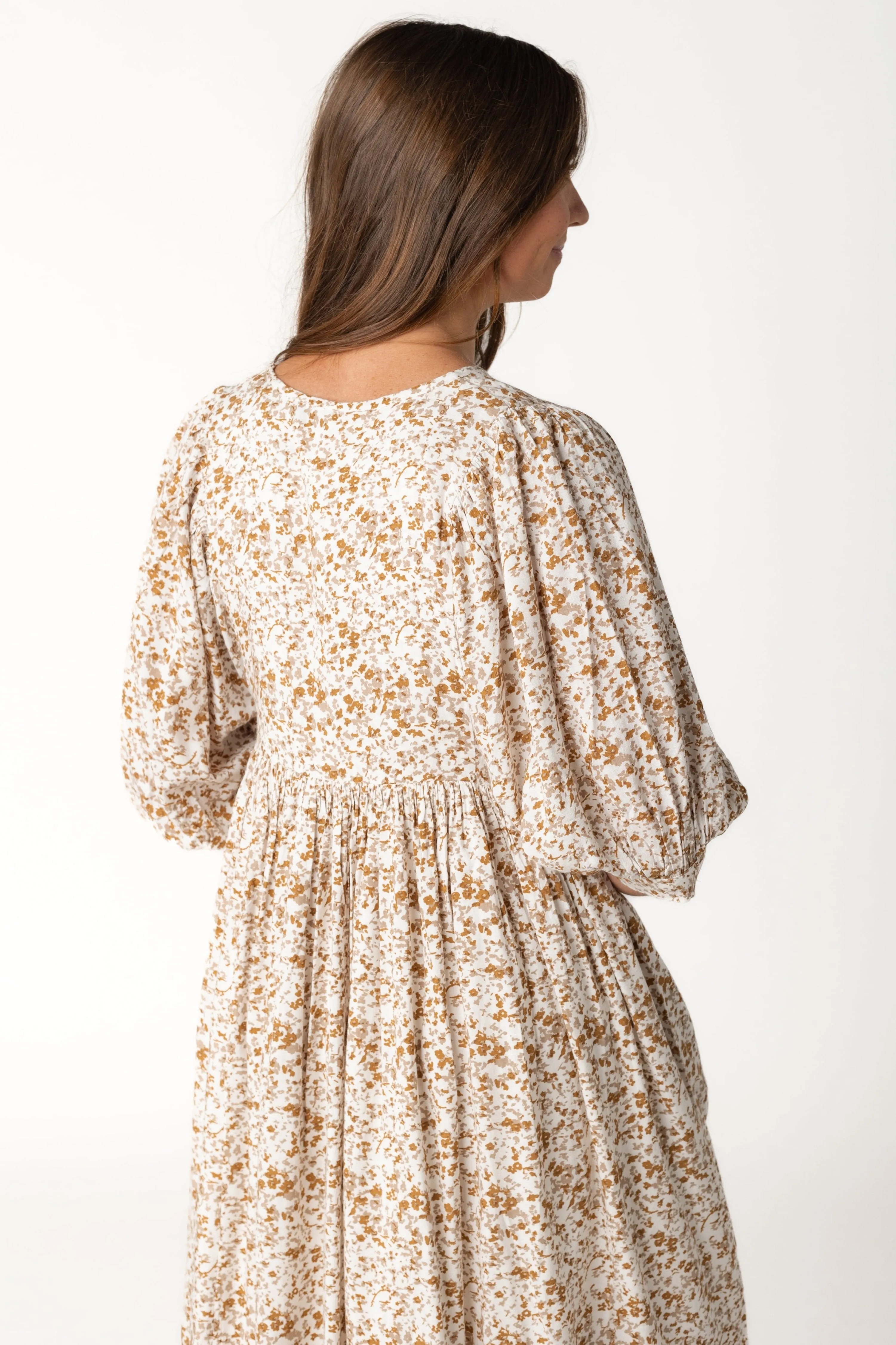 Citrus Primavera Print Midi Dress