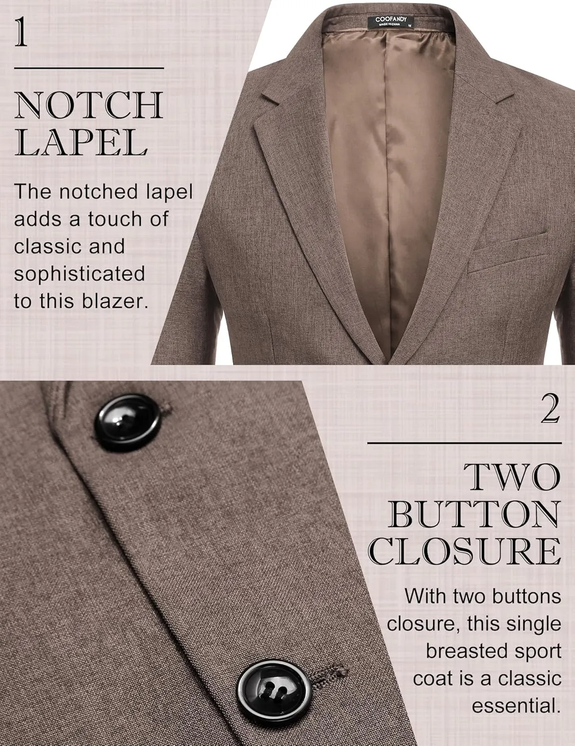 COOFANDY Men's Blazer Casual Slim Fit Sport Coats Two Button Lightweight Suit Jacket
