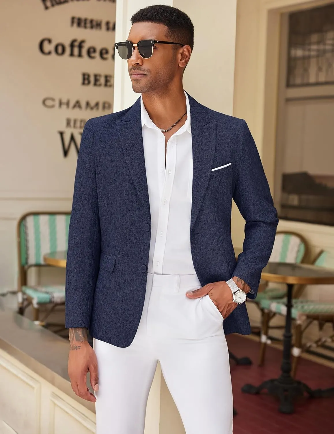 COOFANDY Mens Blazer Casual Two Buttons Sport Coat Slim Fit Lightweight Suit Jackets