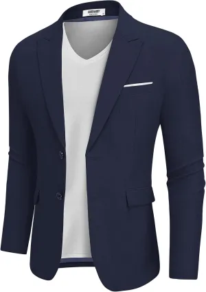COOFANDY Mens Blazer Casual Two Buttons Sport Coat Slim Fit Lightweight Suit Jackets