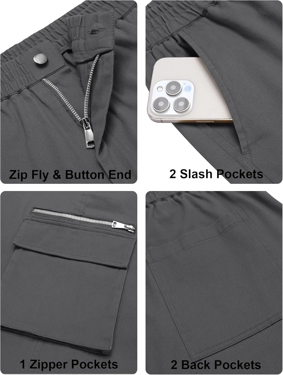 COOFANDY Men's Cotton Cargo Pants Relaxed Fit Elastic Waist Casual Pants Stretch Work Cargo Pant with Pockets