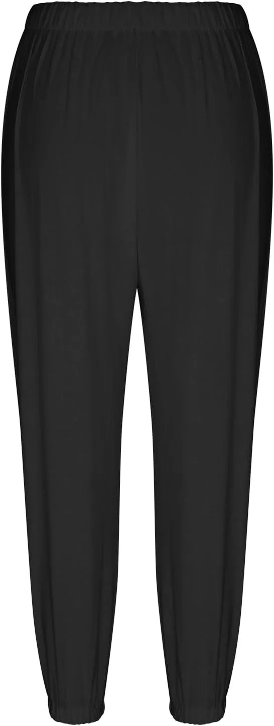 Cotton Linen Pants for Women Casual Summer Elastic High Waist Drawstring Lounge Pant Straight Leg Cropped Trousers
