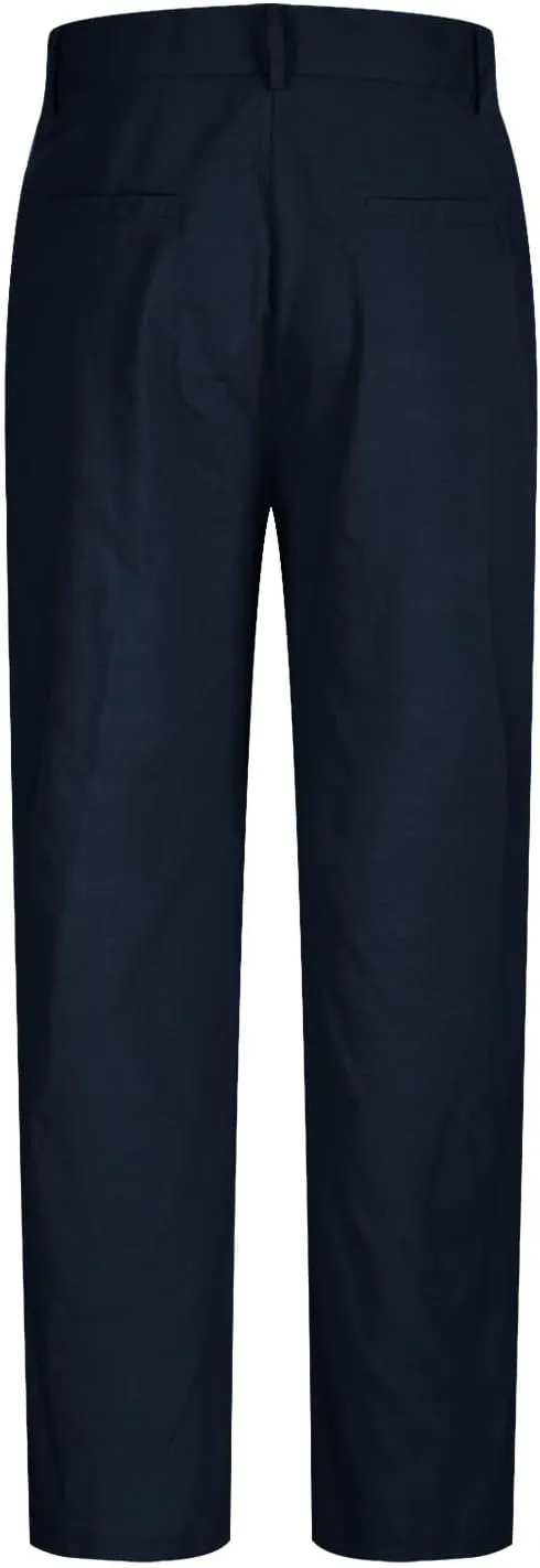 Cotton Linen Pants Men Straight Leg Pleated Work Dress Pants Relaxed Fit Casual Leisure Chino Trousers