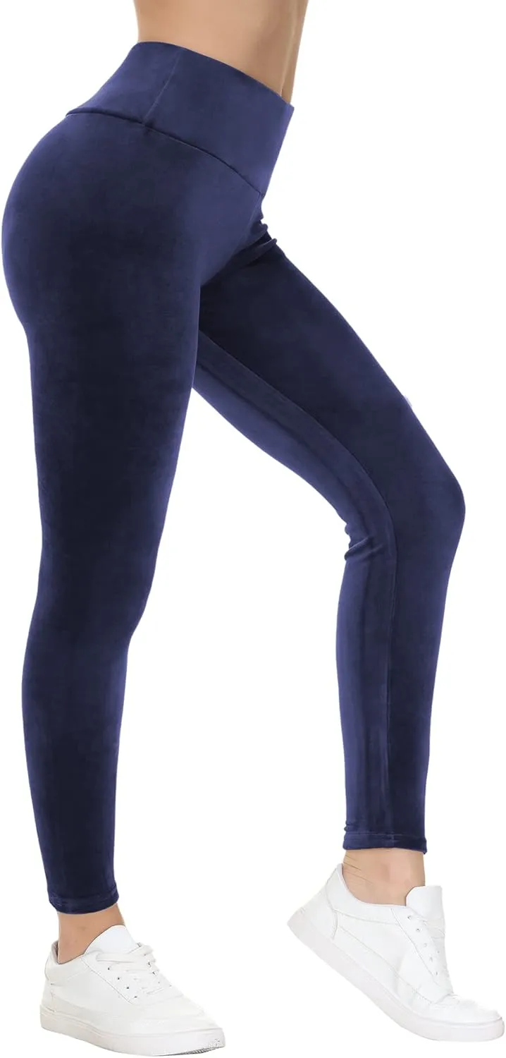COZZIPLUS Women Velour Legging- High Waisted Buttery Soft Velvet Stretchy Legging