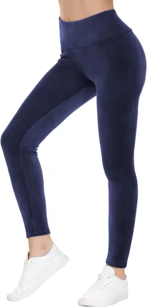 COZZIPLUS Women Velour Legging- High Waisted Buttery Soft Velvet Stretchy Legging